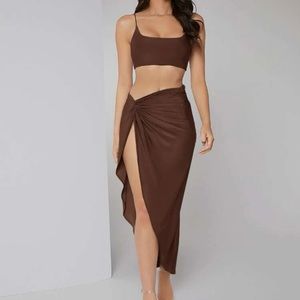 Crop Cami Top & Twist Waist Skirt Set